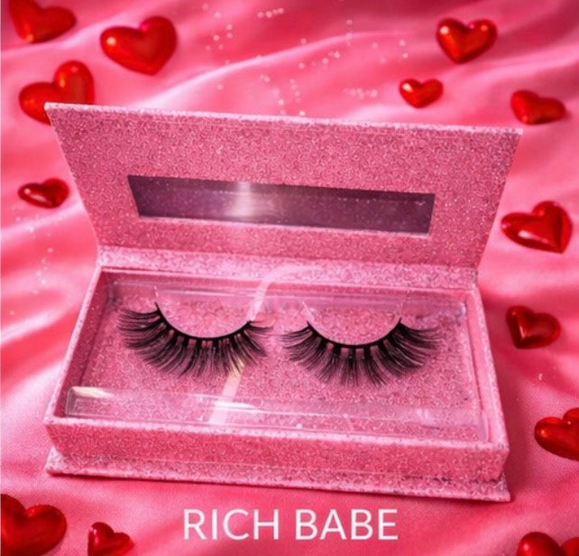 Rich Babe- 3D Faux Mink Lashes in Pink Glitter Case