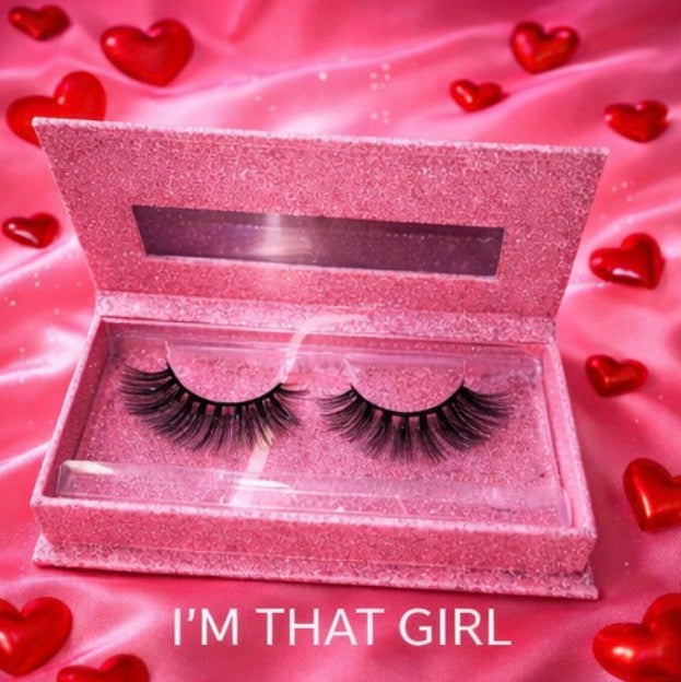 Im That Girl- 3D Faux Mink Lashes in Pink Glitter Case