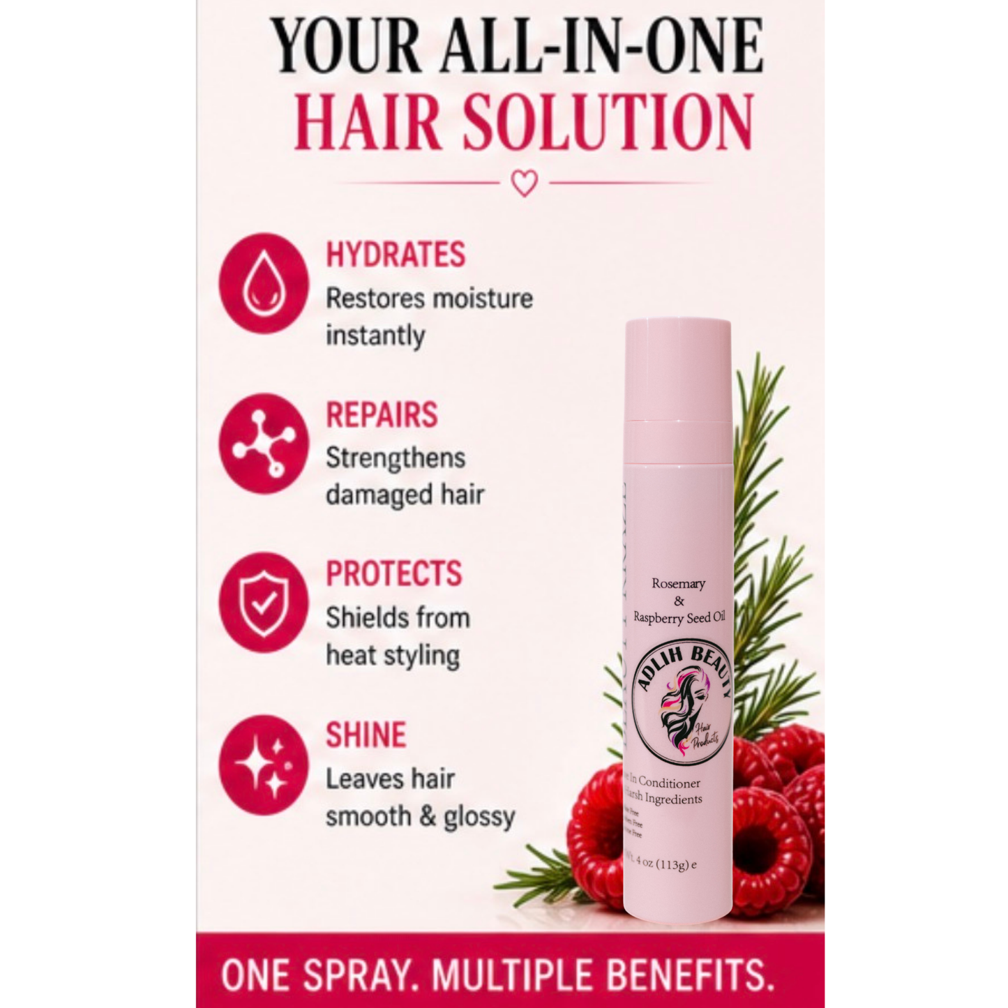 Beauty Kraze Leave-In Hair Conditioner with Plant Based Ingredients.